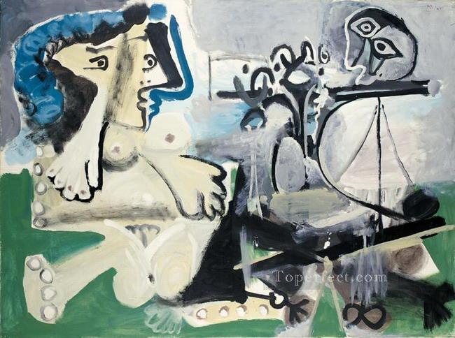 Seated Nude and Flute Player 1967 Pablo Picasso Oil Paintings